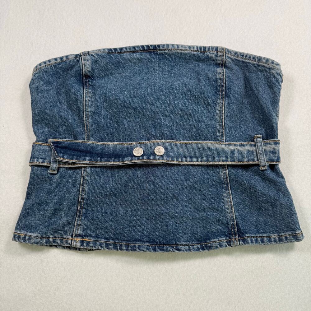 Zara denim strapless tube top/corset belted waist womens XXL